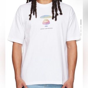 AAPE BY A BATHING APE White Moonface Hologram T-Shirt
